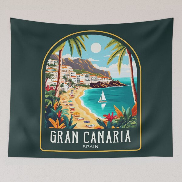Item preview, Gran Canaria Vintage Travel Illustration designed and sold by HomeLivingCo.