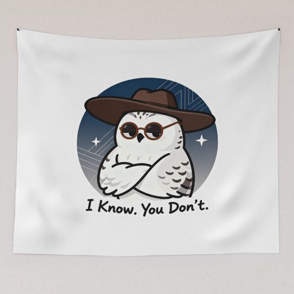 Item preview, Cool Snowy Owl Sticker I Know You Don't 8 designed and sold by HealthyEnvy.