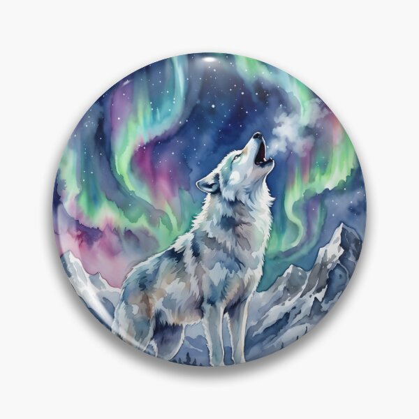 Item preview, Howling White Wolf Aurora Borealis Celestial Night designed and sold by RubisLeaf.