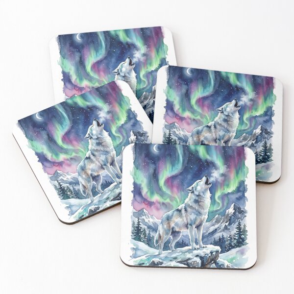 Item preview, Howling White Wolf Aurora Borealis Celestial Night designed and sold by RubisLeaf.