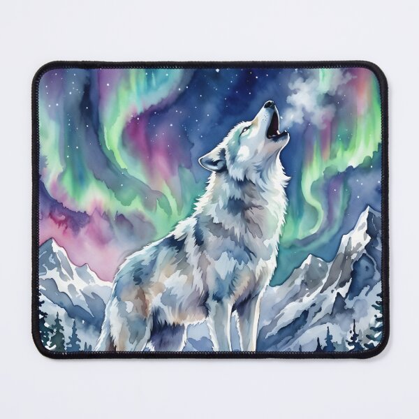 Item preview, Howling White Wolf Aurora Borealis Celestial Night designed and sold by RubisLeaf.