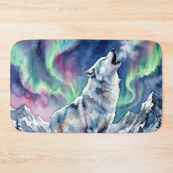 Item preview, Howling White Wolf Aurora Borealis Celestial Night designed and sold by RubisLeaf.