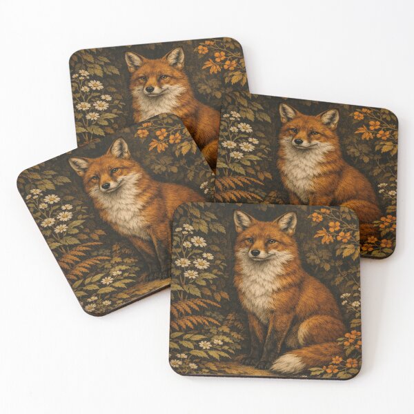 Item preview, Vintage Red Fox in Wildflower Forest - Dark Academia Nature Art designed and sold by myforestfog.