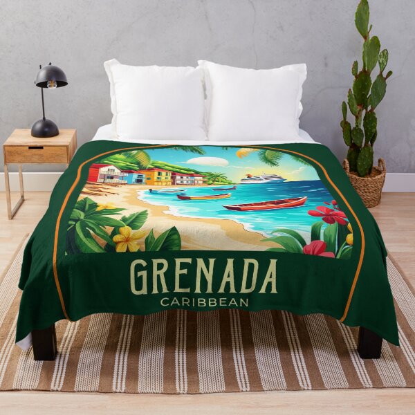 Item preview, Grenada Vintage Travel Illustration designed and sold by HomeLivingCo.