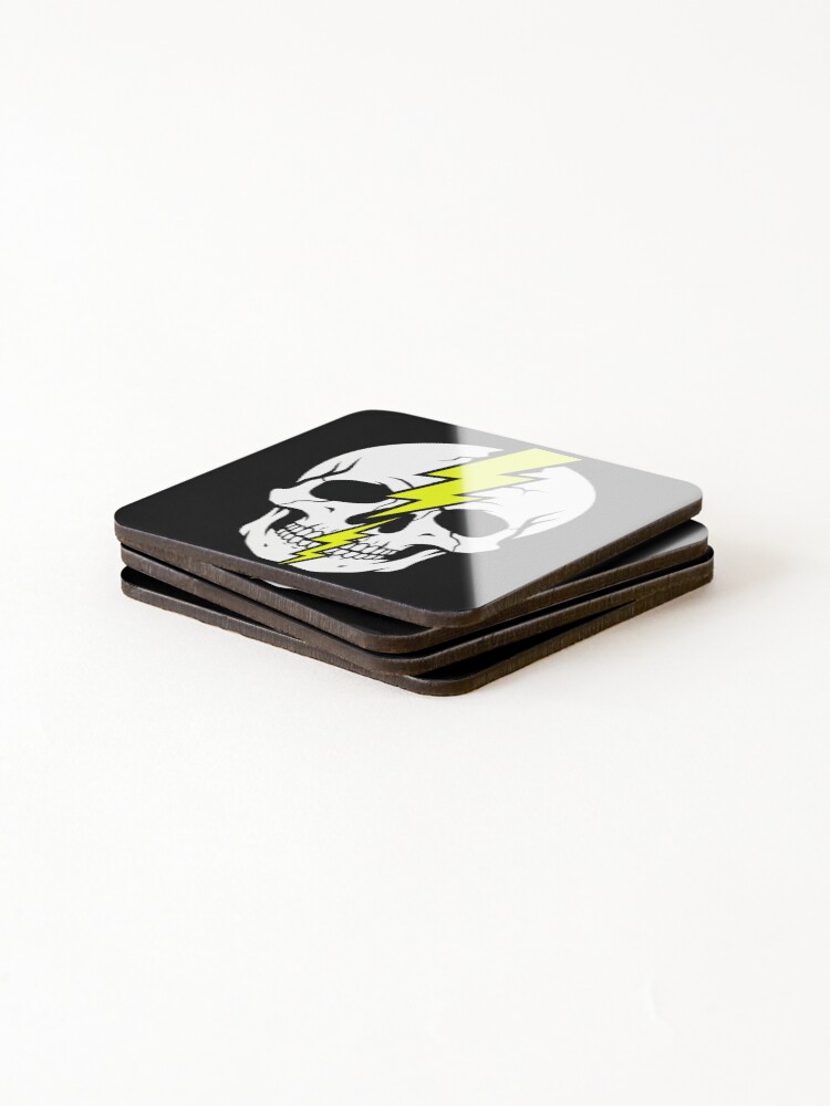 Thumbnail 4 of 5, Coasters (Set of 4), Lightning Skull Split designed and sold by Stickersdevelop.