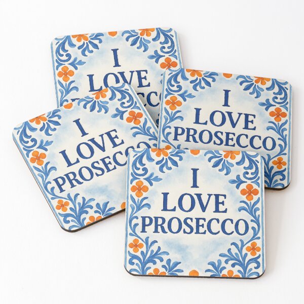Item preview, I Love Prosecco – Cheers to Italy – Prosecco Watercolor Tile & Orange Accent designed and sold by EmeraldeaArt.