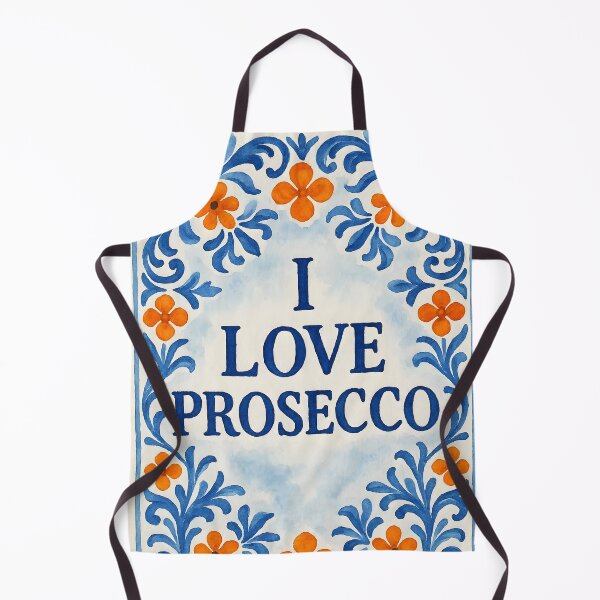 Item preview, I Love Prosecco – Cheers to Italy – Prosecco Watercolor Tile & Orange Accent designed and sold by EmeraldeaArt.