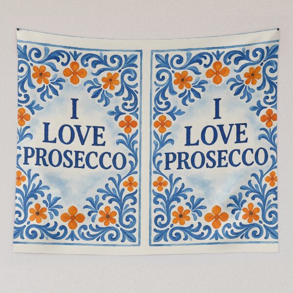 Item preview, I Love Prosecco – Cheers to Italy – Prosecco Watercolor Tile & Orange Accent designed and sold by EmeraldeaArt.