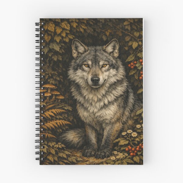 Item preview, Vintage Grey Wolf in Mystic Forest - Dark Academia Wildlife Art designed and sold by myforestfog.