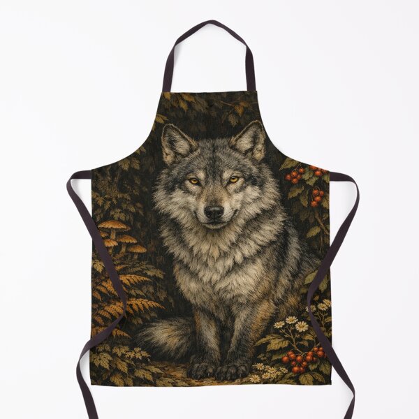 Item preview, Vintage Grey Wolf in Mystic Forest - Dark Academia Wildlife Art designed and sold by myforestfog.