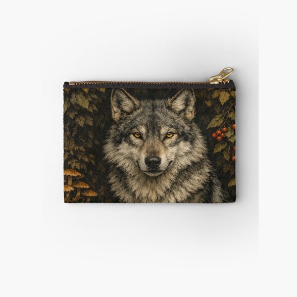 Item preview, Vintage Grey Wolf in Mystic Forest - Dark Academia Wildlife Art designed and sold by myforestfog.