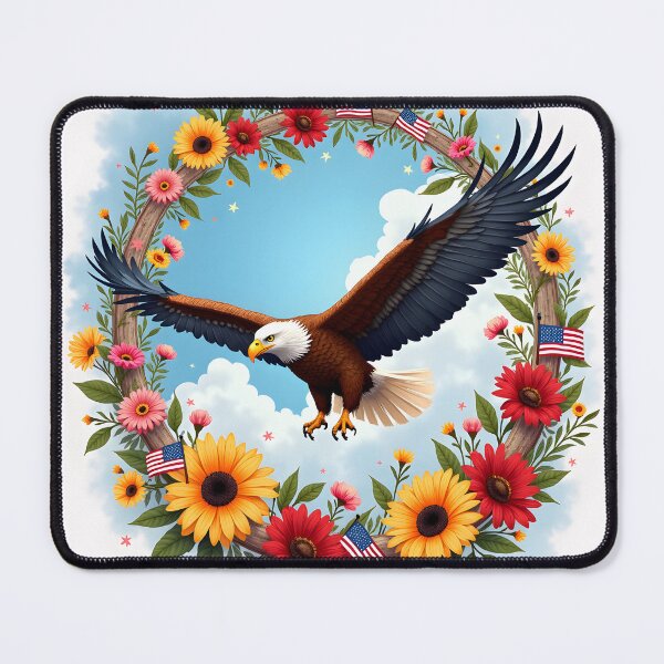 Item preview, Patriotic Eagle in Floral Freedom Wreath designed and sold by Teeshirtstoday.com.
