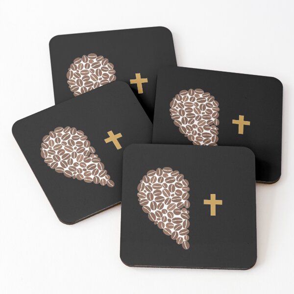 Item preview, Coffee Beans Half Heart with Gold Cross Minimal Illustration designed and sold by AbanoubStore.