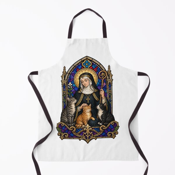 Item preview, St. Gertrude of Nivelles Patron Saint of Cats – Stained Glass Catholic Cat Lover Art designed and sold by SillentDesign.