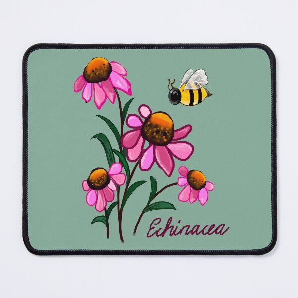 Item preview, Flowers of Summer Echinacea flower painting - bouquet of pink blooms with green leaves and stem Botanical Garden Gardener Gardening daisies designed and sold by Artonmytee.