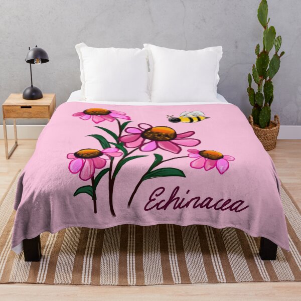 Item preview, Flowers of Summer Echinacea flower painting - bouquet of pink blooms with green leaves and stem Botanical Garden Gardener Gardening daisies  designed and sold by Artonmytee.
