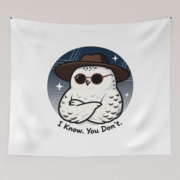 Item preview, Cool Snowy Owl Sticker I Know You Don't 12 designed and sold by HealthyEnvy.