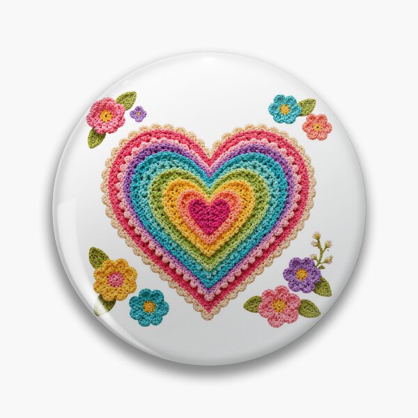 Item preview, Retro Crochet-Style Rainbow  Color Heart Print Shapes Mania designed and sold by Shapes-Mania.