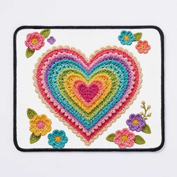 Item preview, Retro Crochet-Style Rainbow Color Heart Print Shapes Mania designed and sold by Shapes-Mania.