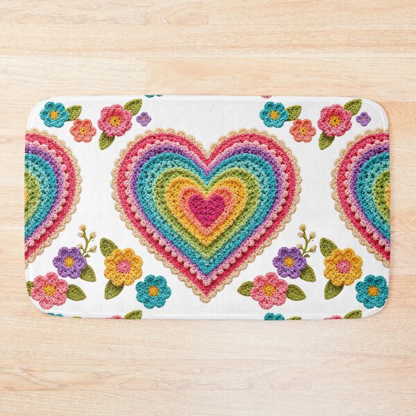 Item preview, Retro Crochet-Style Rainbow  Color Heart Print Shapes Mania designed and sold by Shapes-Mania.