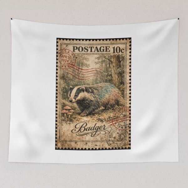 Item preview, Vintage Wilderness Majesty: Badger Stroll Through Forest Nostalgia designed and sold by ForeverPrintsOK.