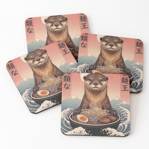 Item preview, Funny Otter Japanese Ramen Noodles Vintage Kanagawa Wave designed and sold by FurryHavenPH.