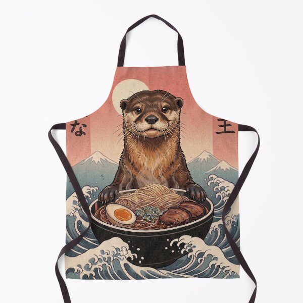 Item preview, Funny Otter Japanese Ramen Noodles Vintage Kanagawa Wave designed and sold by FurryHavenPH.