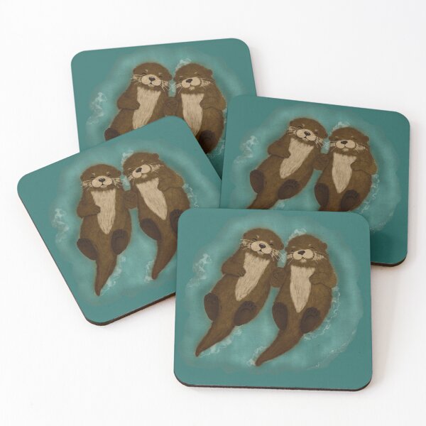 Item preview, Cute Otters Holding Hands designed and sold by ellealsopaints.