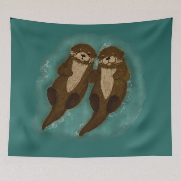 Item preview, Cute Otters Holding Hands designed and sold by ellealsopaints.