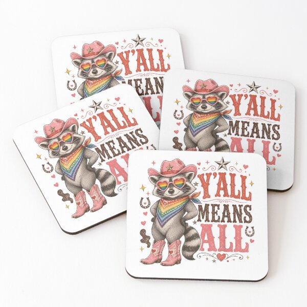 Item preview, Y’all Means All Raccoon Pride Western Cowgirl LGBT Ally  designed and sold by JerdbordinShop.