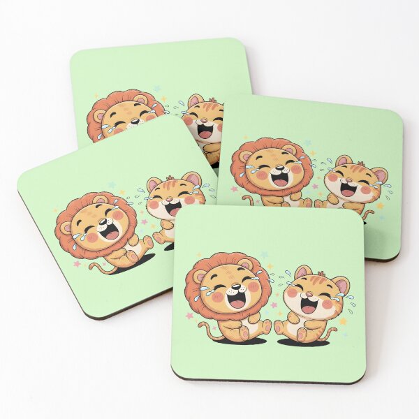 Item preview, Cute Laughing Lion and Tiger Best Friends – Kawaii Chibi Animal Duo Sticker designed and sold by Ofizkids.