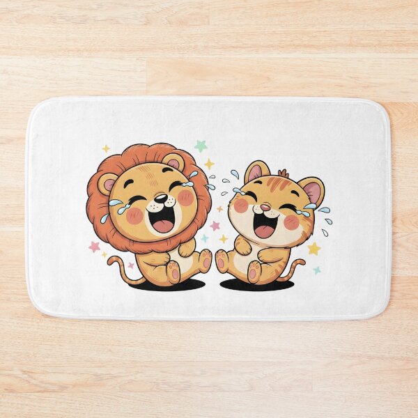 Item preview, Cute Laughing Lion and Tiger Best Friends – Kawaii Chibi Animal Duo Sticker designed and sold by Ofizkids.