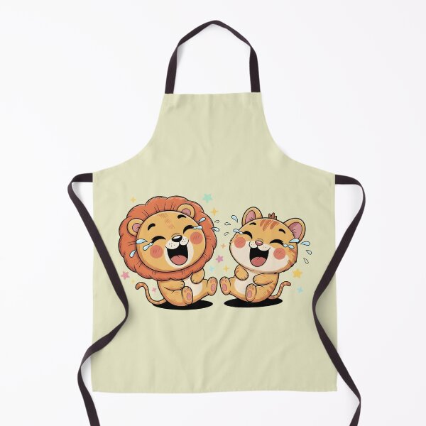 Item preview, Cute Laughing Lion and Tiger Best Friends – Kawaii Chibi Animal Duo Sticker designed and sold by Ofizkids.