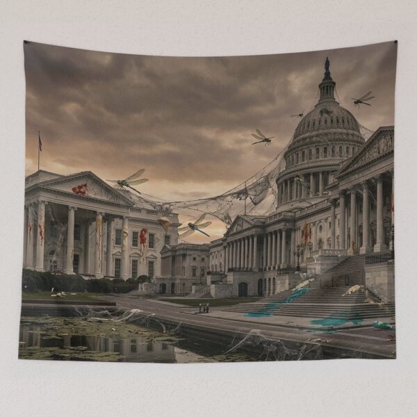Item preview, White House Congress Dragonfly Sanctuary Apocalypse designed and sold by Uniqueartai.