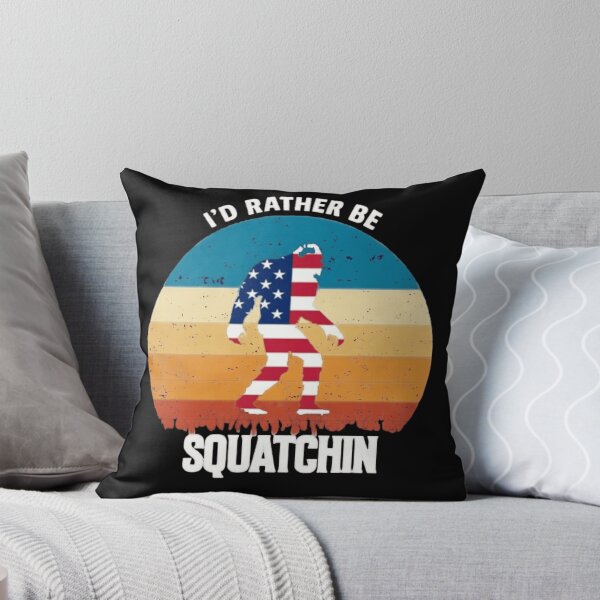 Item preview, I'd Rather Be Squatchin Patriotic American Flag Bigfoot Retro designed and sold by trendnest_shop.