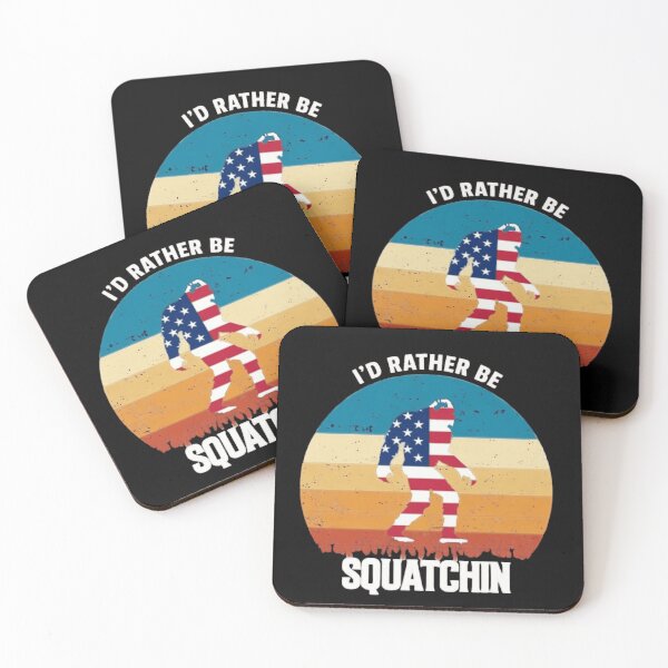 Item preview, I'd Rather Be Squatchin Patriotic American Flag Bigfoot Retro designed and sold by trendnest_shop.