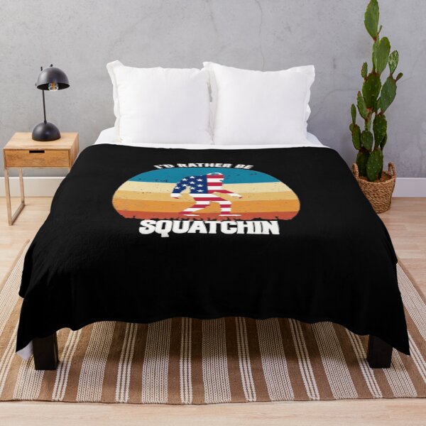 Item preview, I'd Rather Be Squatchin Patriotic American Flag Bigfoot Retro designed and sold by trendnest_shop.