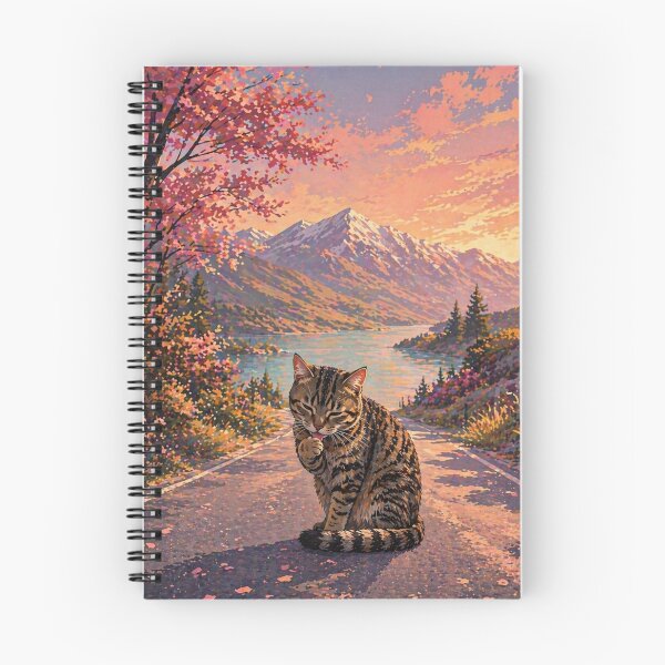Item preview, Peaceful Cat Nature Art Print | Serene Landscape Cat Illustration | Aesthetic Sunset Cat Wall Decor designed and sold by IconicDesignsXd.