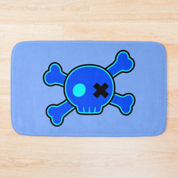 Item preview, Neon Blue Emo Punk Cartoon Skull Crossbones designed and sold by MIMIWIWI.