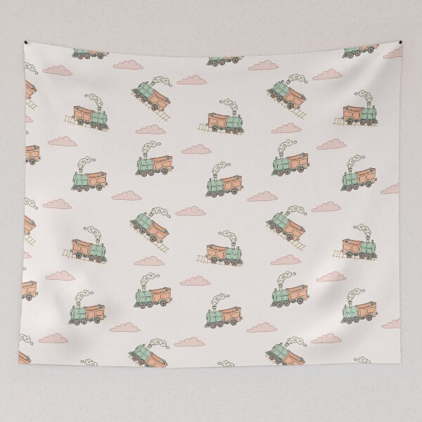 Item preview, Whimsical Vintage Steam Engine Seamless Pattern designed and sold by Potattoo.