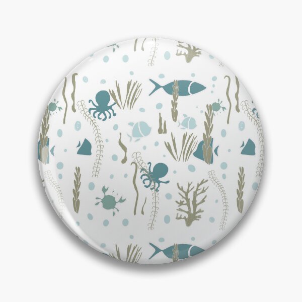 Item preview,  Seamless pattern with funny cartoon animals. Seamless underwater pattern with hand-drawn marine elements including fish, octopus, seaweed, coral, and bubbles on a teal background.  designed and sold by TaniaArtDesign.
