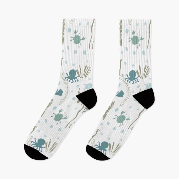 Item preview,  Seamless pattern with funny cartoon animals. Seamless underwater pattern with hand-drawn marine elements including fish, octopus, seaweed, coral, and bubbles on a teal background.  designed and sold by TaniaArtDesign.