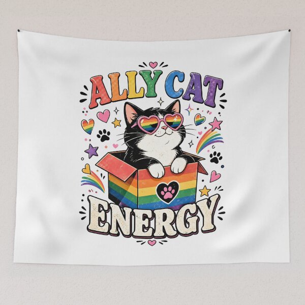 Item preview, Ally Cat Energy Pride Month Cat Lover LGBTQ Support  designed and sold by JerdbordinShop.