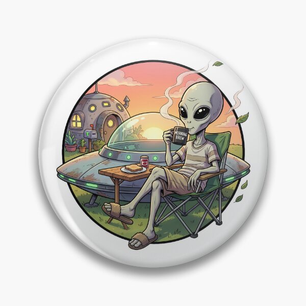 Item preview, Extraterrestre gris disfrutando de su café matutino y relajándose. designed and sold by Sunkhung.