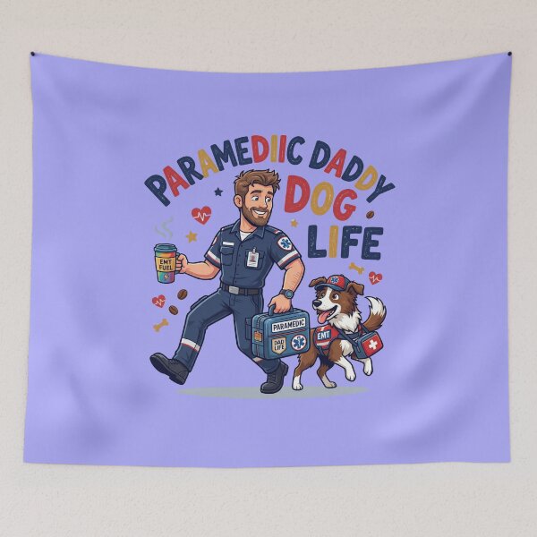 Item preview, Funny Paramedic Daddy Dog Lover Shirt EMS EMT Dog Dad Life Caffeine Chaos Gift for First Responder Fathers designed and sold by Im-Ara.