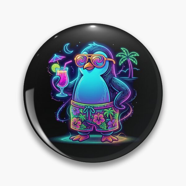 Item preview, Vaporwave Summer Vibes: A Neon Penguin with Tropical Cocktail and Psychedelic Shades designed and sold by Wild Hare.