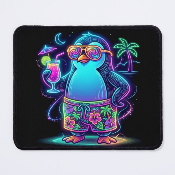 Item preview, Vaporwave Summer Vibes: A Neon Penguin with Tropical Cocktail and Psychedelic Shades designed and sold by Wild Hare.