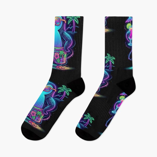 Item preview, Vaporwave Summer Vibes: A Neon Penguin with Tropical Cocktail and Psychedelic Shades designed and sold by Wild Hare.