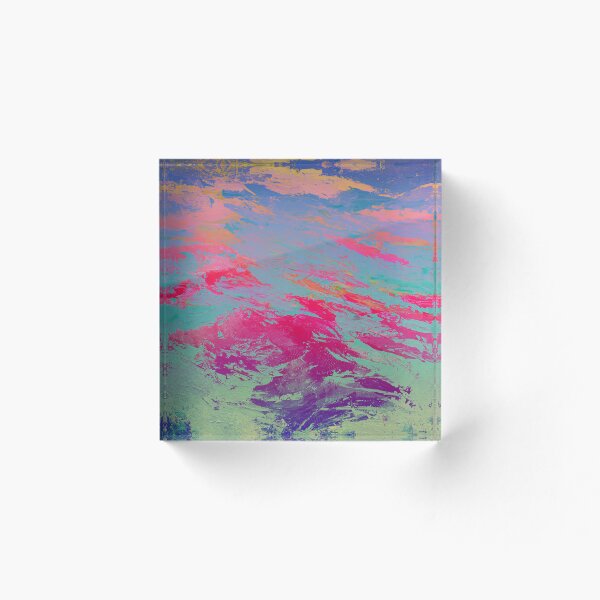 Artikelvorschau, Sonnenuntergangswelle: Lebendiges abstraktes Farbgemälde, Dopamin-Dekor-Wandkunst, moderner Texturdruck in Rosa und Türkis, ausdrucksstarke Leinwand entworfen und verkauft von Dominika Brodowska.