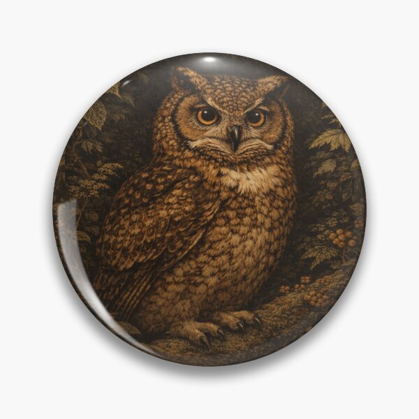 Item preview, Vintage Great Horned Owl - Dark Academia Forest Nature Art designed and sold by myforestfog.